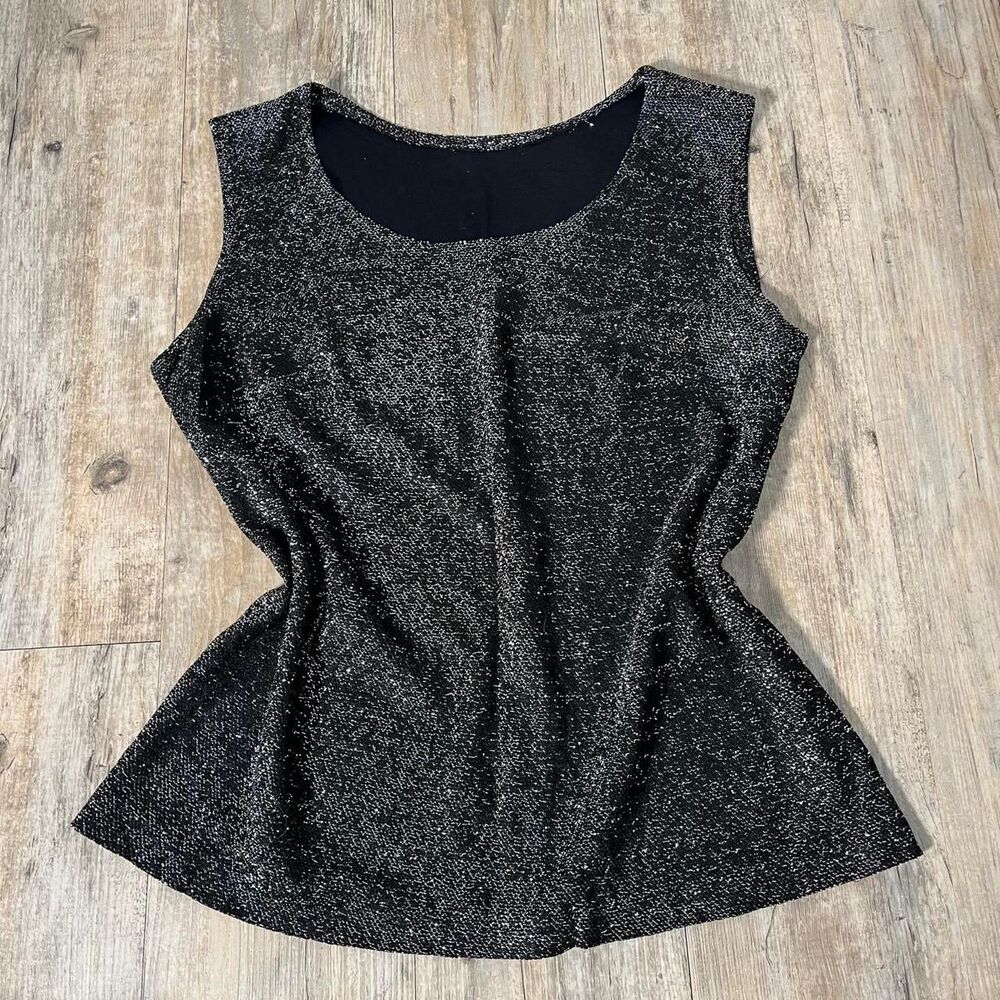 Blouse Y2K Women's L Black and Silver Tank Top